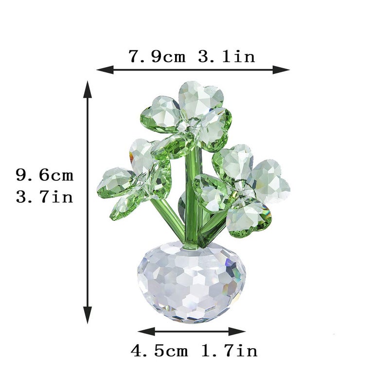 QFkris Crystal Flower Dreams Four-Leaf Clover Figurine Collectibles 3.7" Crystal Ornament Gift for St. Patrick's Day, Thanksgiving, Valentines Day - Image 2